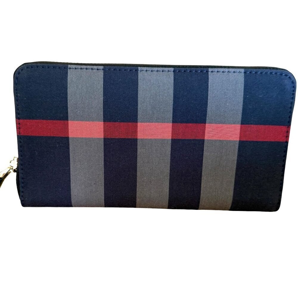 Burberry Super Exploded Check Large Zip Around Wallet, in cloth/leather, 8084063